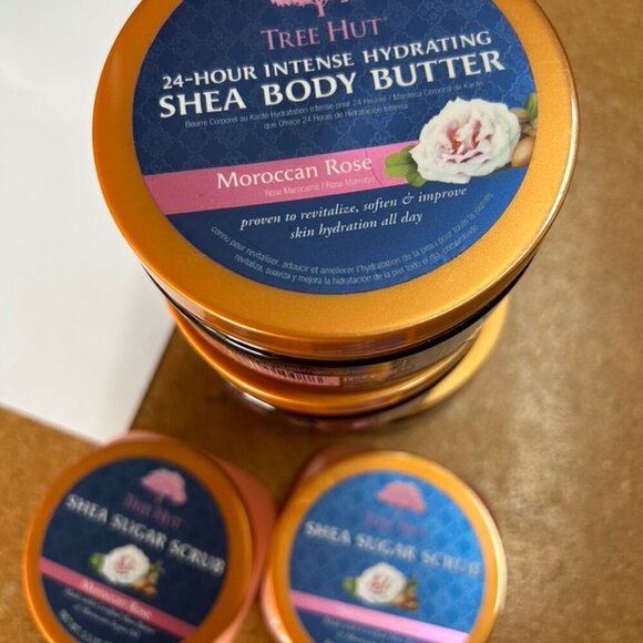 3 Tree Hut Shea Body Butter Morocoan Rose & 2 - Argan Oil Sugar Scrub 5 oz NEW - Picture 4 of 4